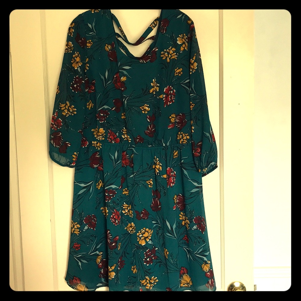 Teal Floral Dress